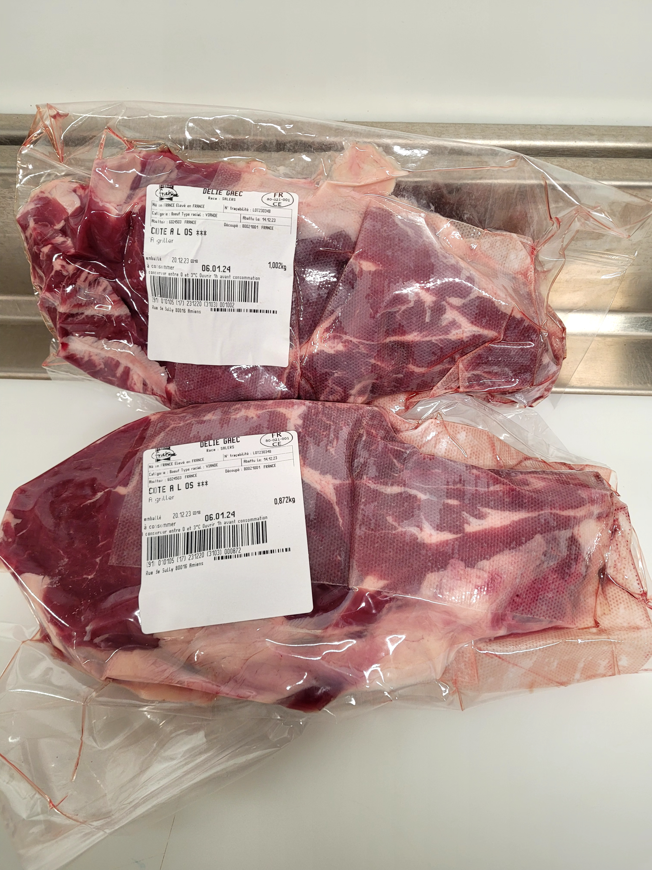 Cote de boeuf 25€/kg <br> <br> Acompte de: